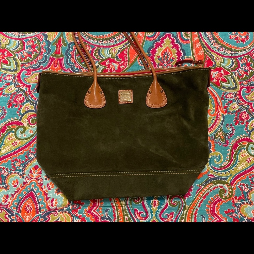 Dooney & Bourke Tulip tote in Dark green suede